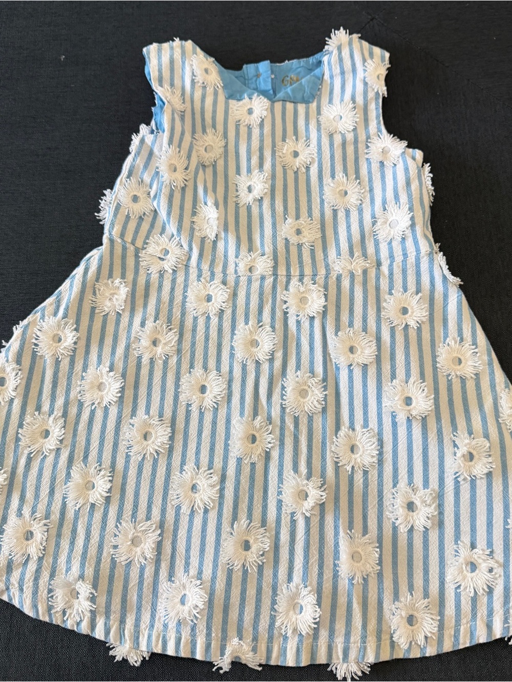 OshKosh B'gosh Bright Blue Floral Striped Sleeveless Dress Sz 4T